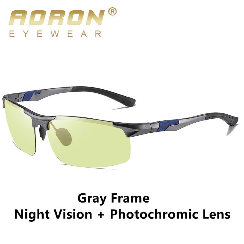 

AORON модный дизайн алюминиево-магниевая оправа дневного и ночного видения фотохромные поляризационные солнцезащитные очки для занятий спортом вождения, рыбалки, антибликовые очки серый