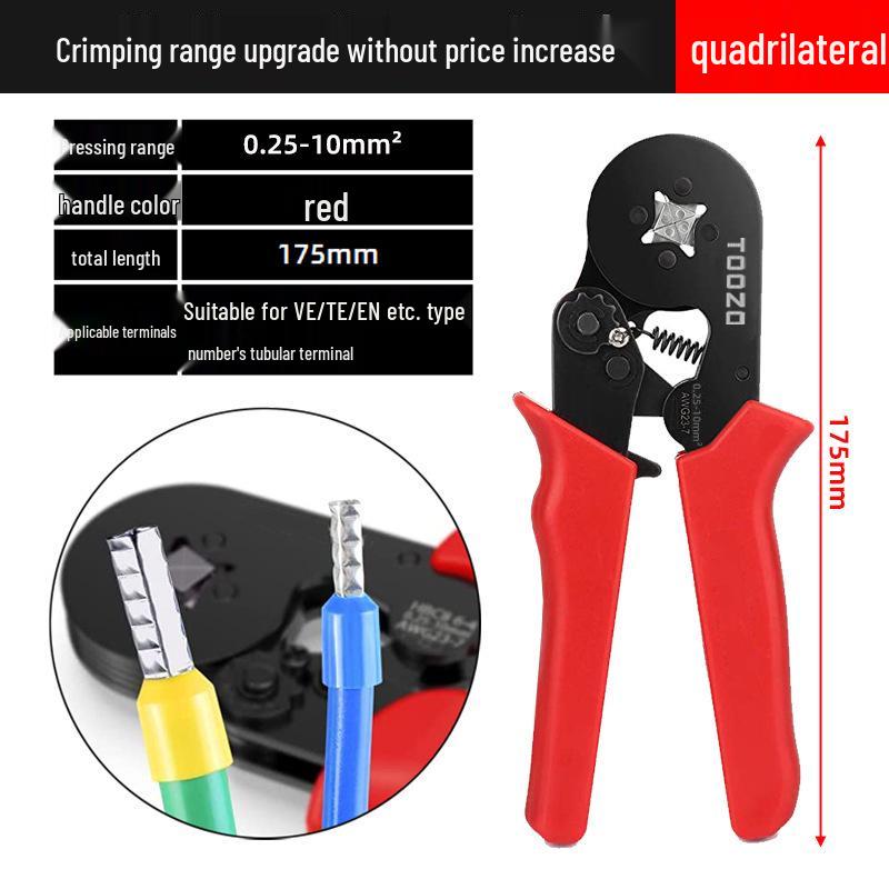 Electrician's Tube and Pin Terminal Crimping Pliers with Cold-Pressed Wire Functionality