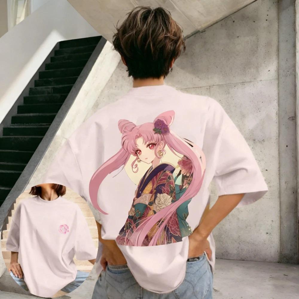 

Sailor Moon Women s and Men s T-shirt Usagi Tsukino Anime Tee Summer and Spring New Girl s Short Sleeves Parent-child Outfits XXXL