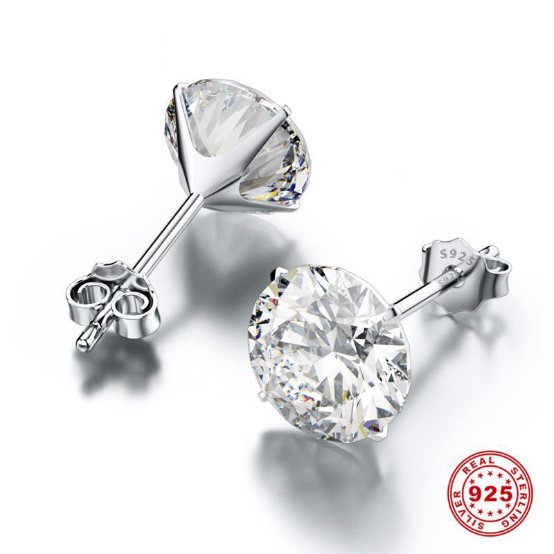 

Кристалл Серьги 925 Стерлинг Серебряные четыре Когти Циркон Стад Серьги для женщин Мужчины Мода Стерлинг Серебряные украшения