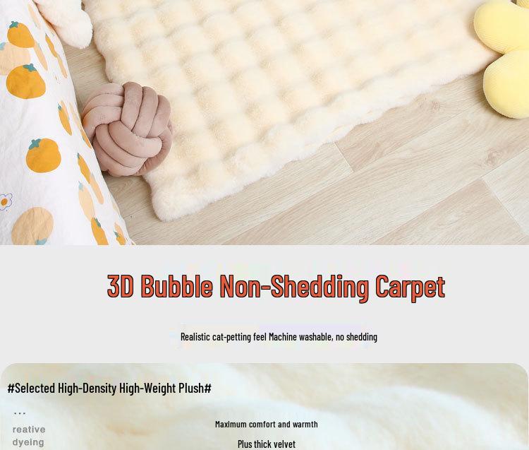 3D Bubbly Králičí Kožešina Omyvatelná Přikrývka na Výklenek a Stříhatelná Koberec