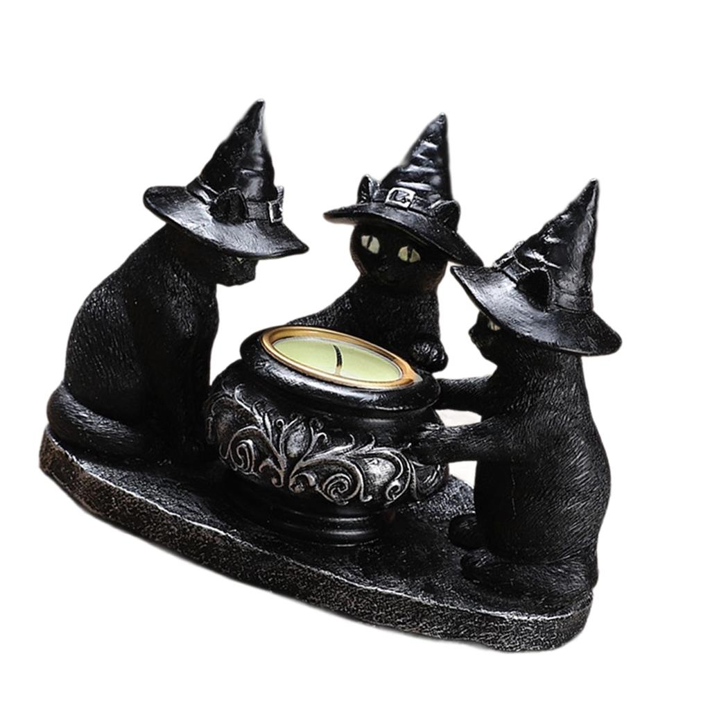 Halloween Table Decor Black Cat Votive Tealight Candle Holders Halloween Decorations Indoor Table Centerpieces Gift