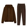 Women's Fashion Solid Color Pullover Casual Fresh Long Sleeve Hooded Sweatshirt Set
