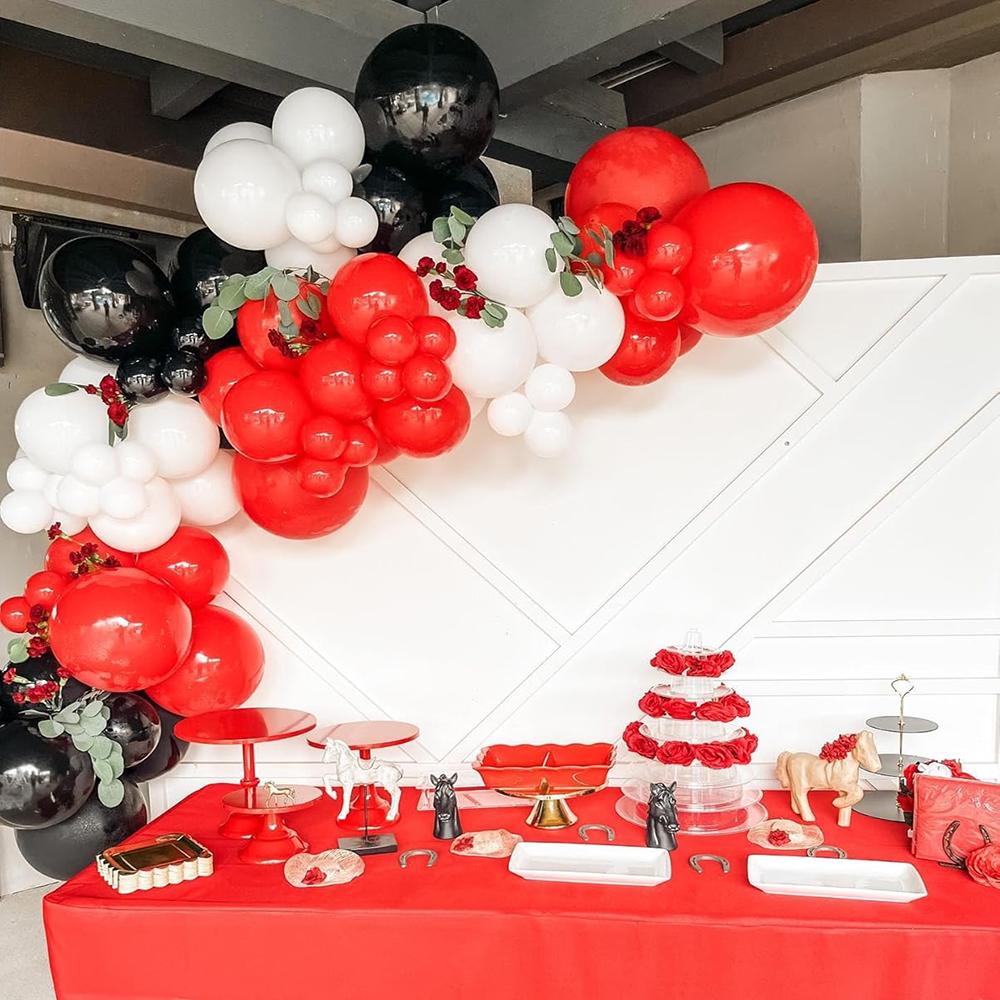 Zwart Witte Ballonnen Boog Kit Rode Confetti Ballon Slinger Bruiloft Verjaardag Babyborrel Kinder Verjaardagsfeest Decoratie Globos