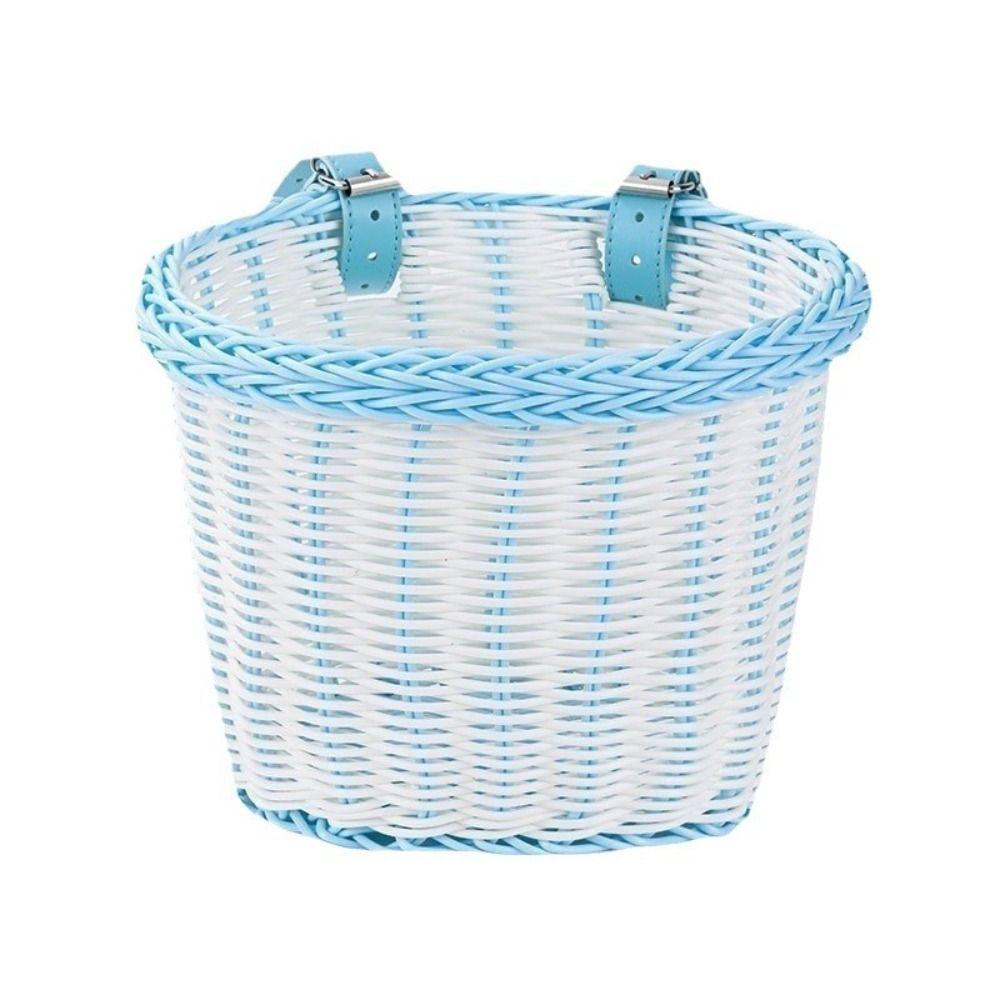Handwoven Bicycle Basket Adjustable Leather Straps Bicycle Storage Basket  Cycling