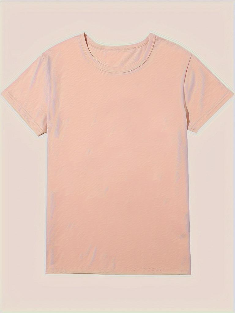 Solid Color Tshirt Casual Crew Neck Tshirt for Spring Summer Womens Clothing  Casual Base Layer Comfortable Leisurewea