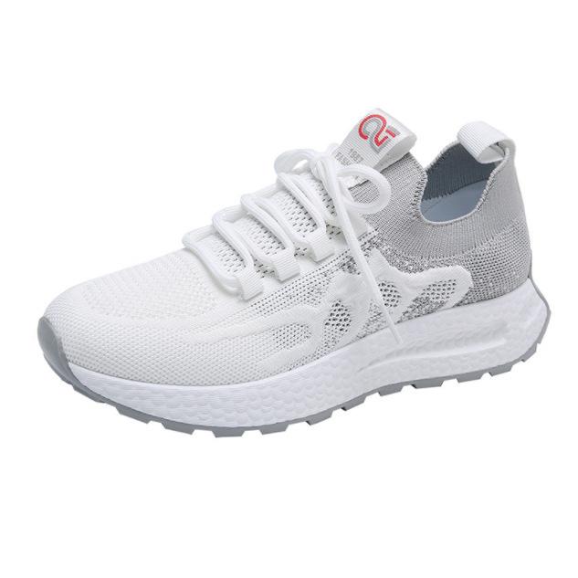 

New sports shoes women s flying woven mesh women s shoes sports shoes soft-soled casual running women s shoes flat-soled student running shoes 40