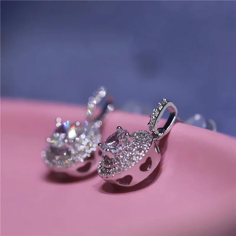 925 Sterling Silver Cubic zirconia Round Stud Earrings For Women Grils Bridal Earring Female pendientes mujer moda
