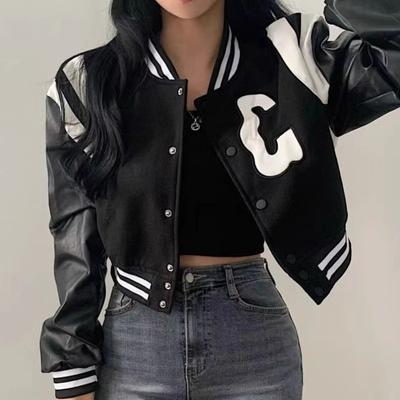 Autumn Cropped Bomber Jacket Women Vintage Korean Fashion Oversize Gothic Style Baseball Short Jackets Kpop Chic Streetwear