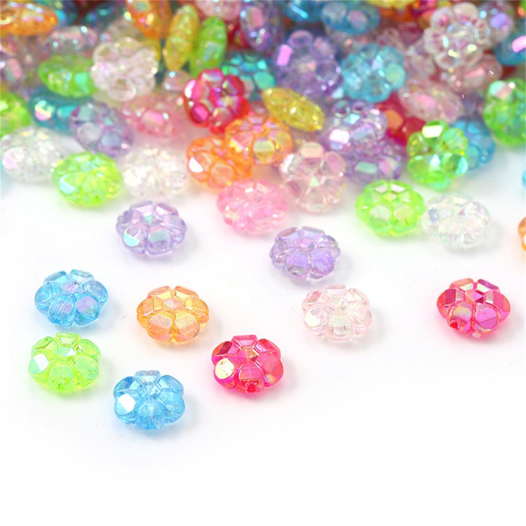 ZW10 50pcs 10mm Plating Color Flower Bright Acrylic Beads Spacer Beads Jewelry Making DIY Bracelet Exquisite Trend Wholesale