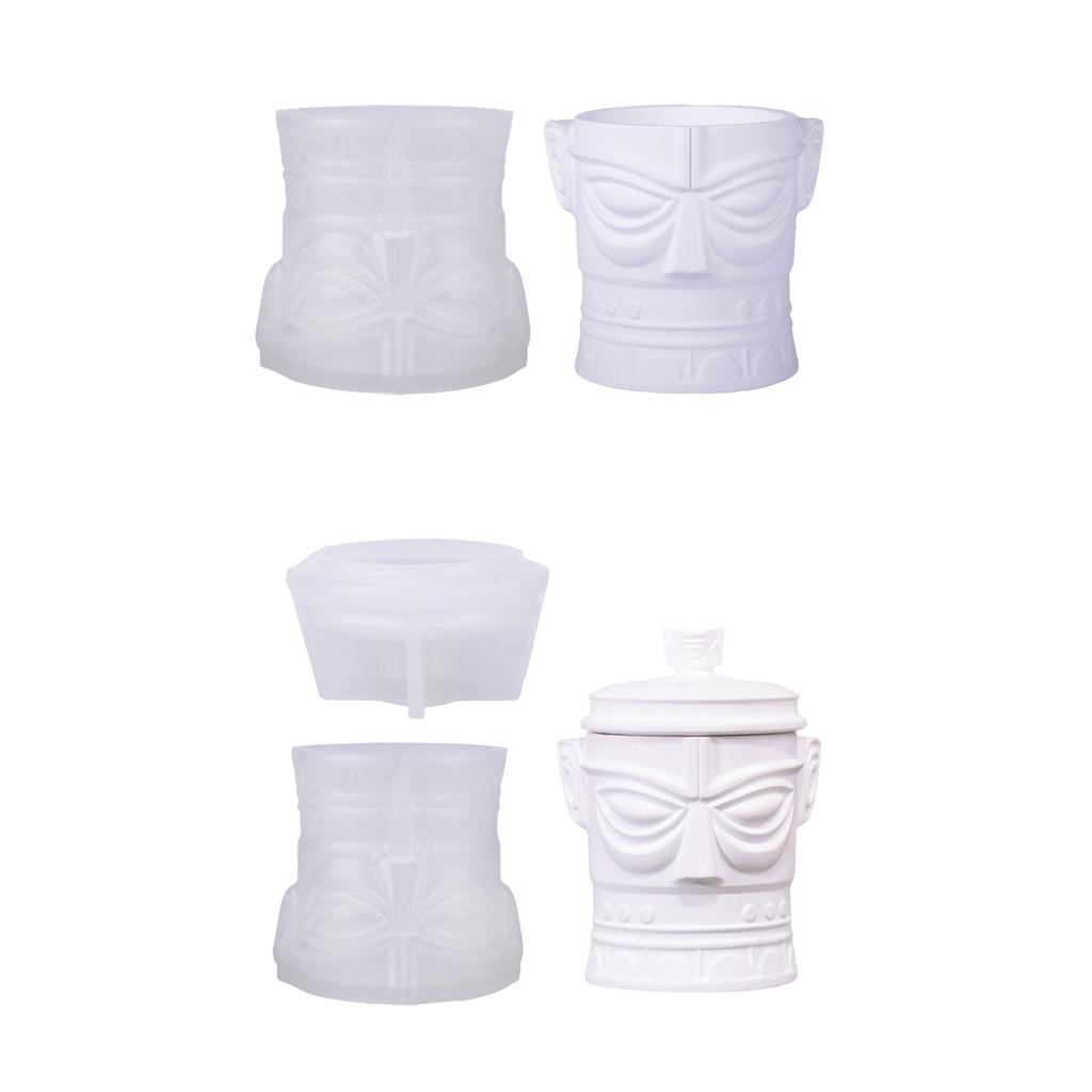 Silicone Mould for Candle Making and Resin Art Sanxingdui Mask Storage Cup Crafting Nordic Designs Home Decoration
