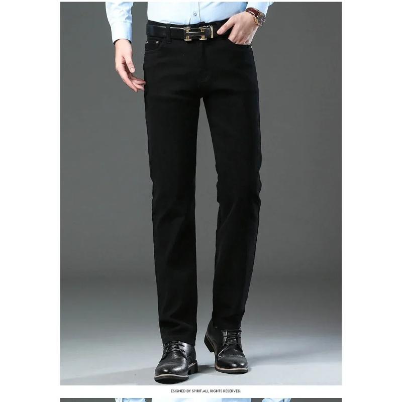 Cotton Men's Stretch Slim Jeans Green Soft Comfortable Casual Straight Denim Pants Trousers Large Size