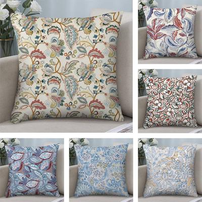Housse de Coussin Motif Floral Aristocratique Rétro Peluche Courte Impression Double Face Carré Housse de Coussin Décoration Canapé Maison