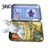 Small Animal Figurine with Tin Box Little Pocket Bunny Plush Toy in Box, Mini Stuffed Rabbit Cute Desktop Ornament for Kids Accessories, Portable