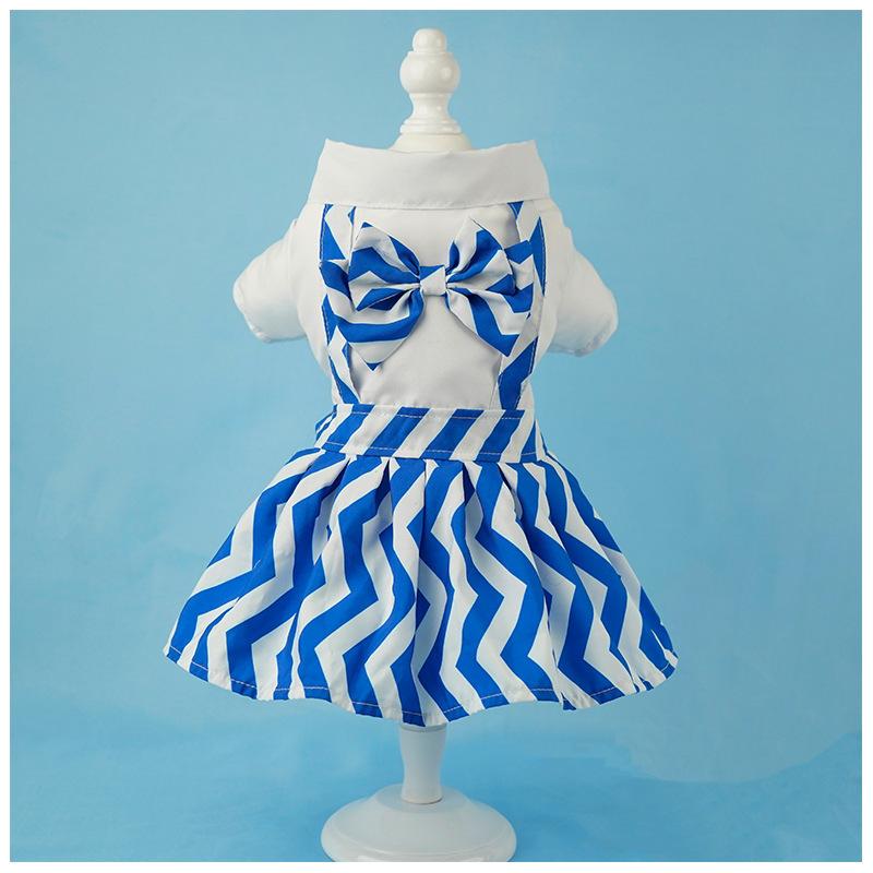 Pet dog student suit pet clothes couple dress skirt suit striped spring and summer cat dog little teddy