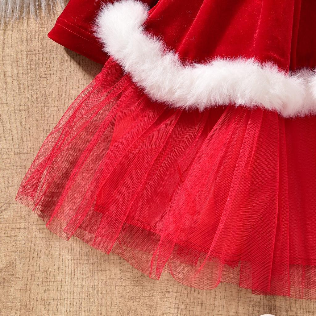 Girls Christmas Party Dress Festive Costume