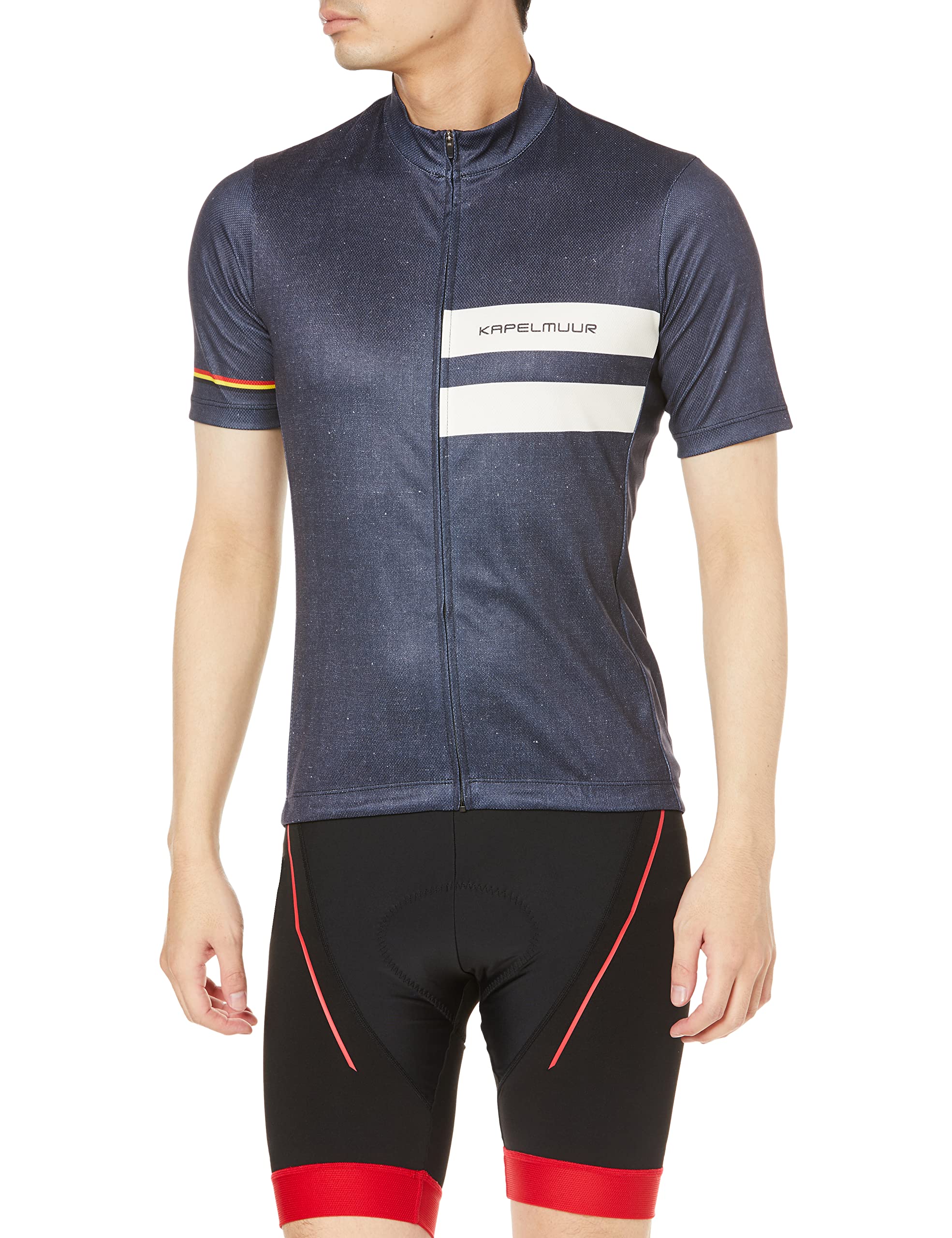 

Kapelmuur Unisex Cycling Jersey, Short Sleeve, Denim Print, UV Protection, Zippered Back Pocket, Black, Size S