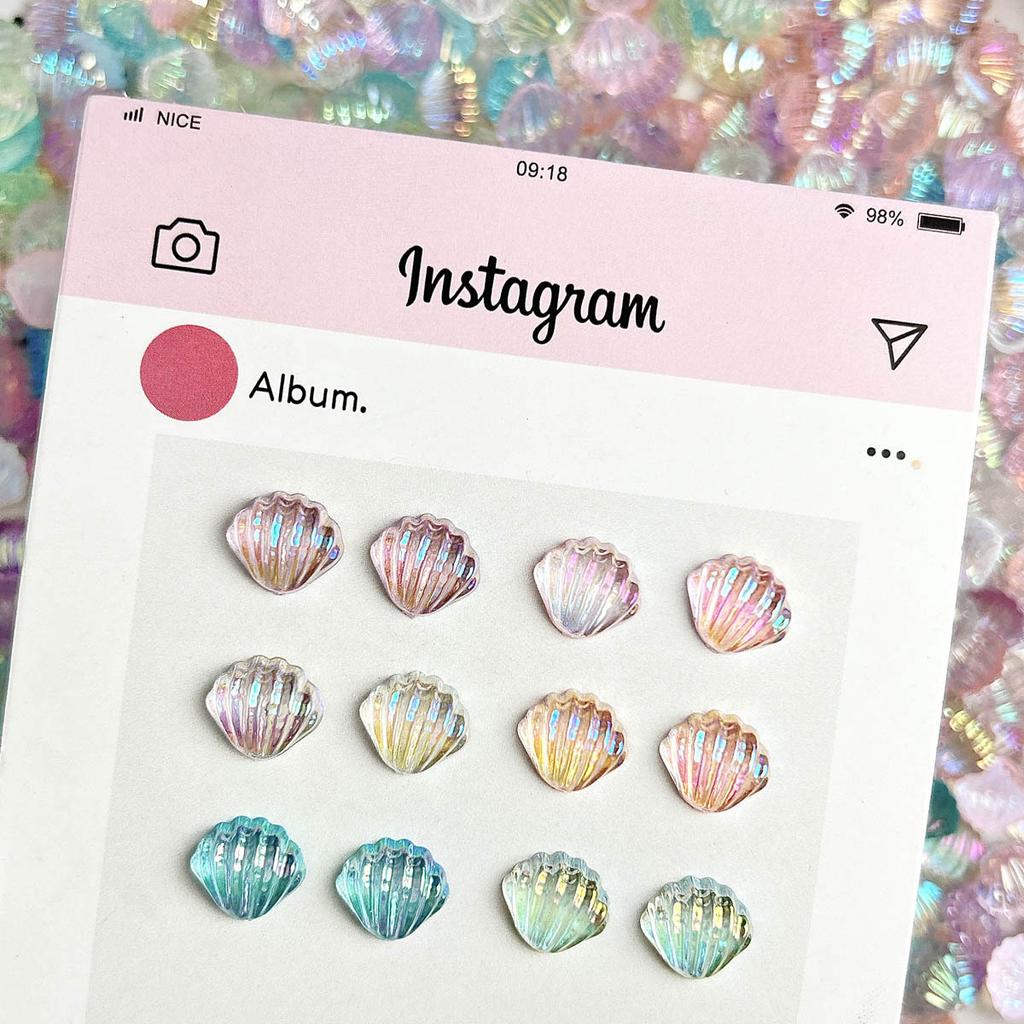 Aurora Colorful Scallop Shell DIY Accessories Hair Clips Nail Art Decorations Phone Case Headwear Resin Accessories