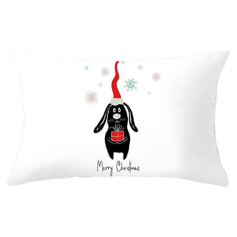 New Christmas Peach Skin Lumbar Pillowcase Cartoon Print Series Sofa Cushion Cover Throw Pillow Cover