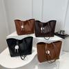 Stylish And Trendy Large Pu Tote Bag For Women In Black Coffee Yellow Brown And Red Colors