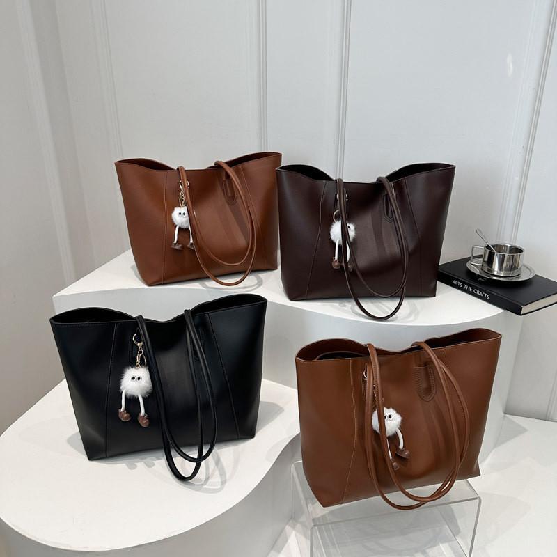 Stylish And Trendy Large Pu Tote Bag For Women In Black Coffee Yellow Brown And Red Colors