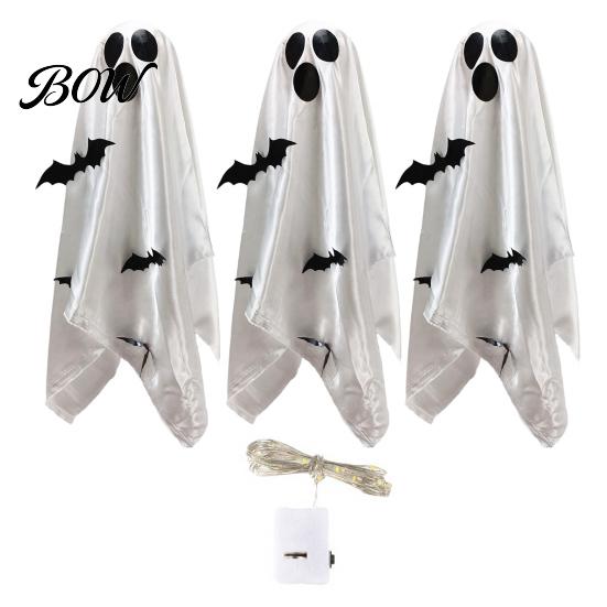 Halloween Hanging Ghost Decorations Scary Decor, Spooky Bat Print Decor for Porch Floating Tree Decoration Tree, Glow-in-the-Dark Outdoor Front