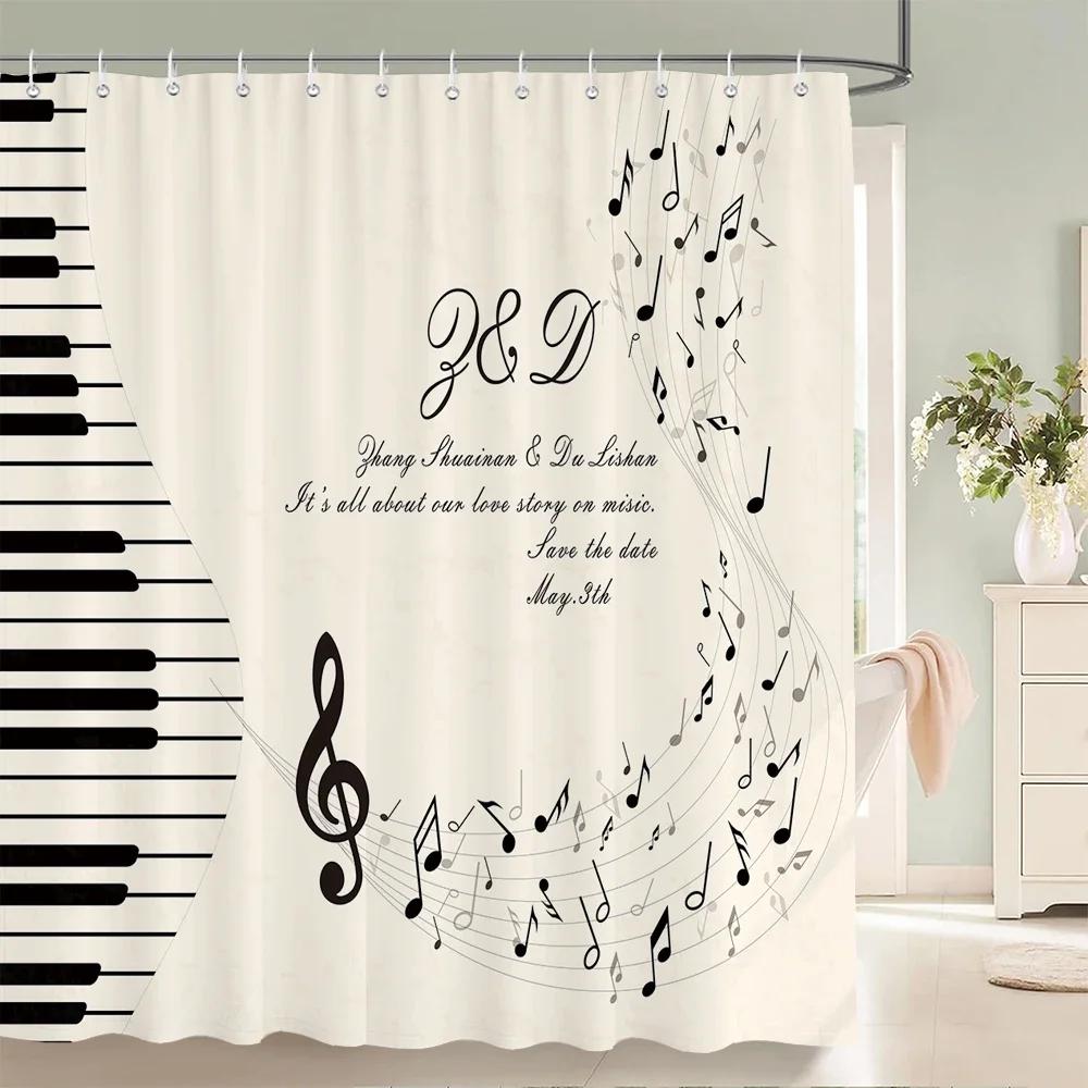 

3D Music Rock Style Printed Shower Curtains Bathroom Curtain Frabic Waterproof Polyester Bath Curtain Home Decoration With Hooks W60H190(CM)-1 Pcs