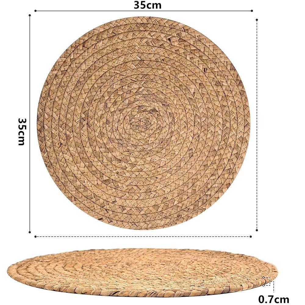 Round Woven Placemat Boho Rattan Placemats Natural Water Hyacinth Placemat Farmhouse Weave Place Mats Braided Wicker Table Mats