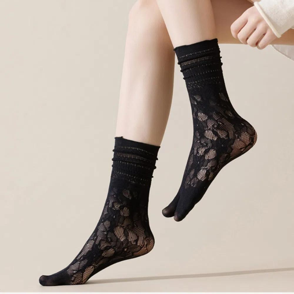 1Pairs Lace Two-Toed Socks Cotton High Tube Socks New Split Toe Socks  Women