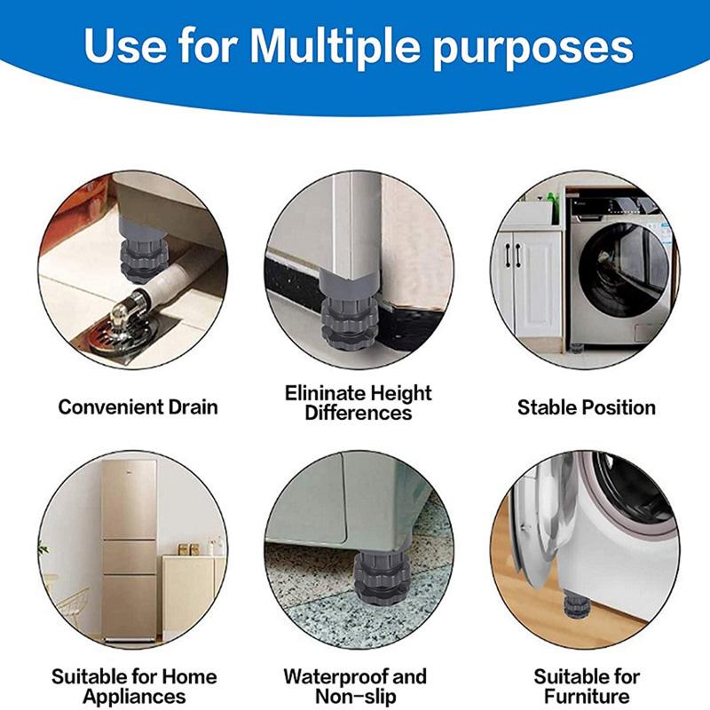 4 Pièces Pieds Réglables pour Machine à Laver Augmenter La Prévention des Marées Antidérapant Amortisseurs de Support pour Machine à Laver Support Meubles