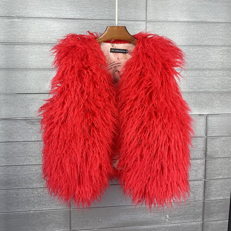 2026 Womens Faux Fur Vest Warm Sleeveless Jacket Street Style Winter Coat