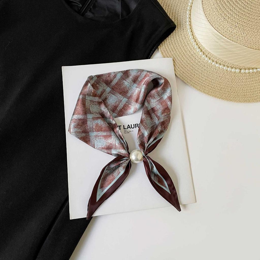 Summer High-grade Magnetic Suction Small Silk Scarf Versatile Anti-sun Scarf Satin Silk Scarf Long Strip Foreign-style Butterfly Scarf Female