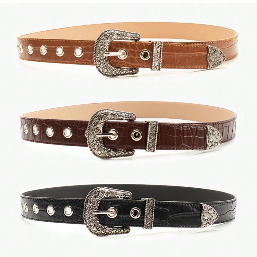 Retro Style Belt Women's Engraved Women's Belt Versatile Jeans Decorative Belt