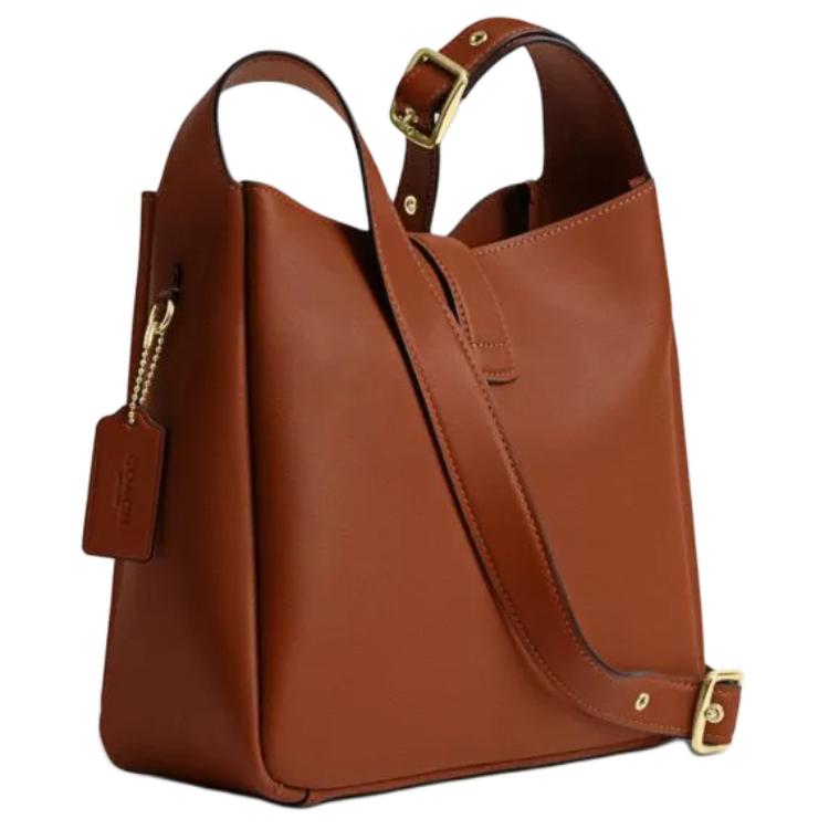 Coach Hadley 25 Multifunctional Gold Metal Accessories Leather Shoulder Crossbody Bag Medium Women Bags Brown Yellow CBH01-IMTN2