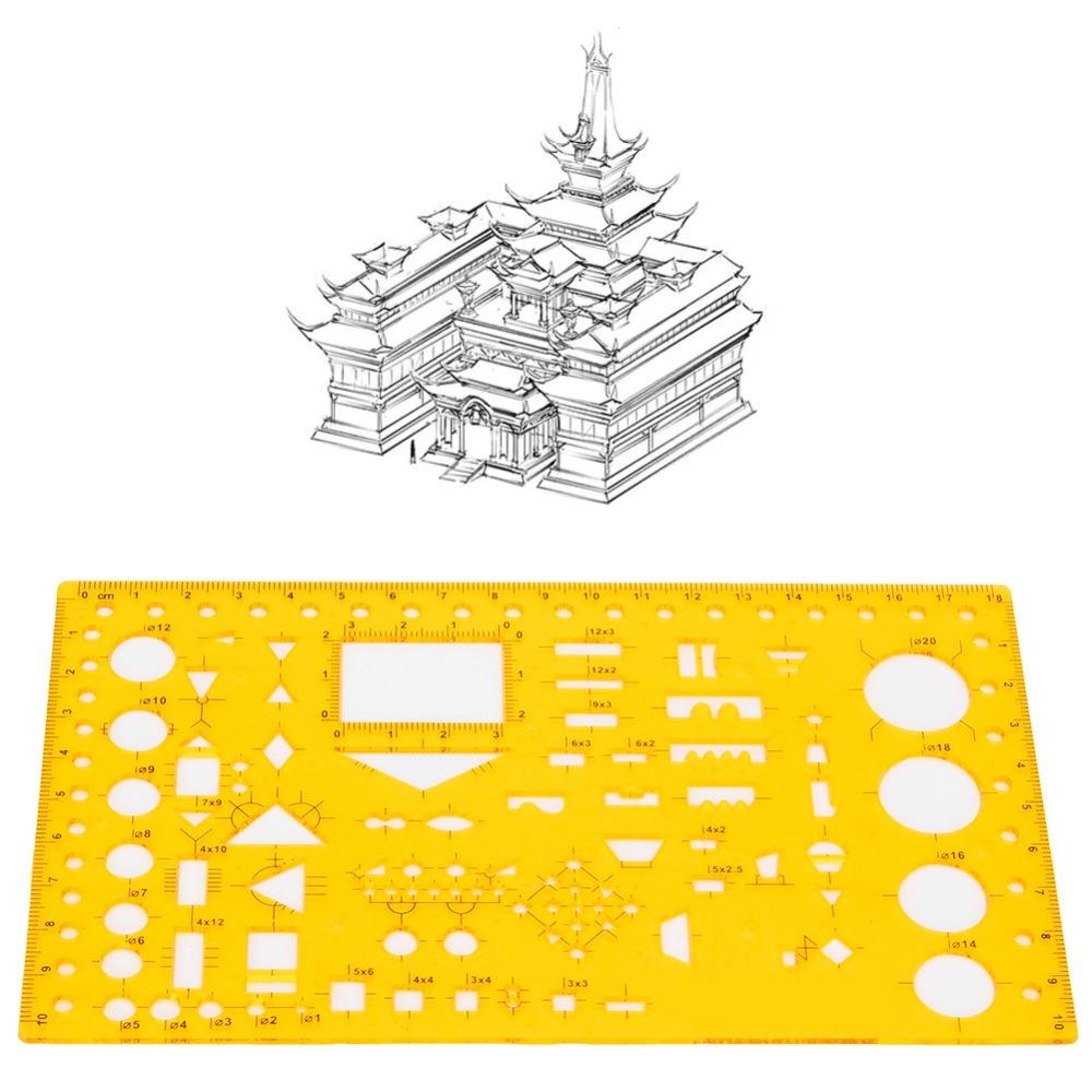Drawing Helper Plastic Architectural Design Template Resin Yellow Geometric Ruler Drawing Template School