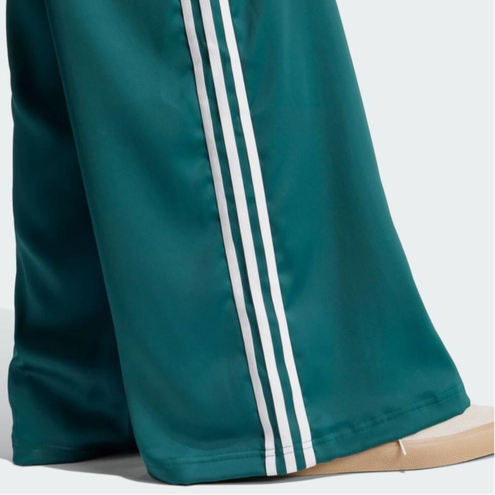 Adidas Originals Logo Stripe High Waist Wide Leg Casual Pants Women Bottoms Green IP2960