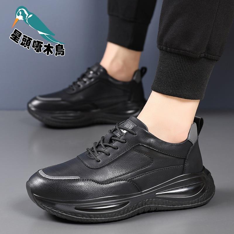 2025 autumn and winter new fashion running leather cowhide men's shoes platform trend men's shoes
