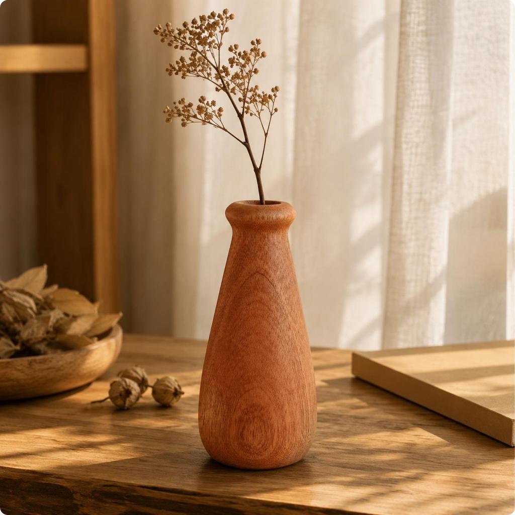Wooden Flower Vase Aesthetic Wood Decorative Rustic for Home Decor