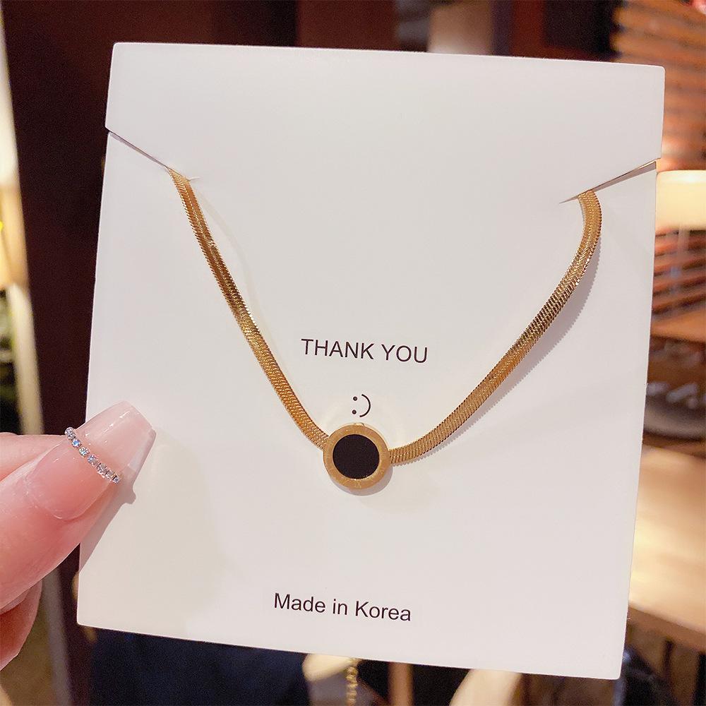 Minimalist Clavicle Necklace: Japanese & Korean Style, Luxurious Real Gold-Plated Titanium Steel Pendant for Women