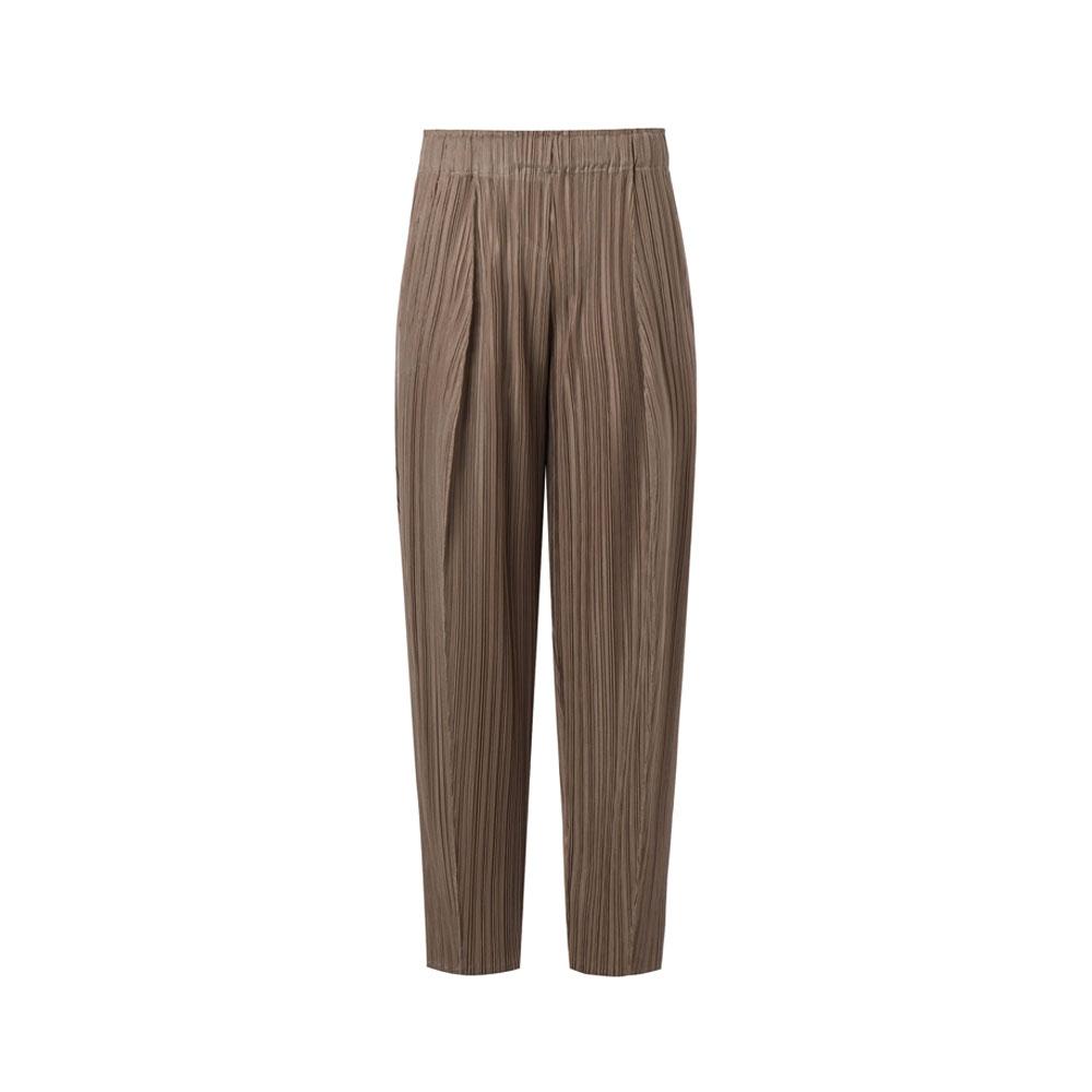 MONPLISSE [Women'S] Voluminous Baggy Fit Pleated Tuck Pants [Beige]