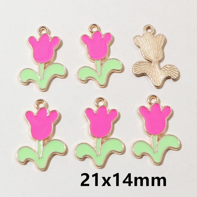 20pcs Enamel Mushroom Charms Pendant 19x19mm Alloy Metal DIY Jewelry Making Accessories for Earring Bracelet Necklace Finding