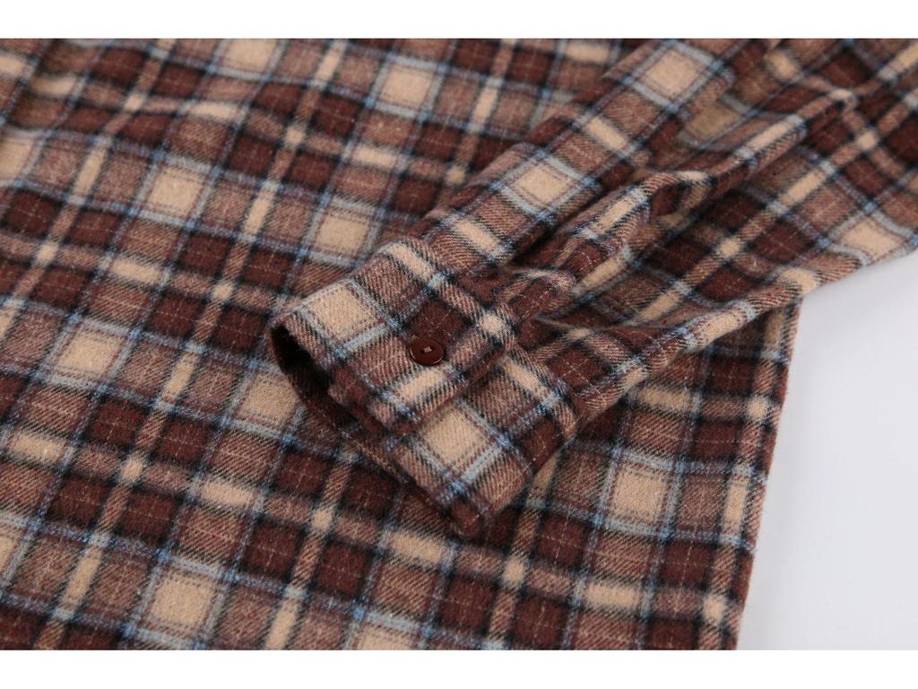 2024 European Retro Plaid Long Women's Shirt