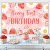 Strawberry Daisy Party Decorations Strawberry Daisy First Birthday Backdrop Berry First Birthday Decorations Strawberry Theme Birthday Party Supplies