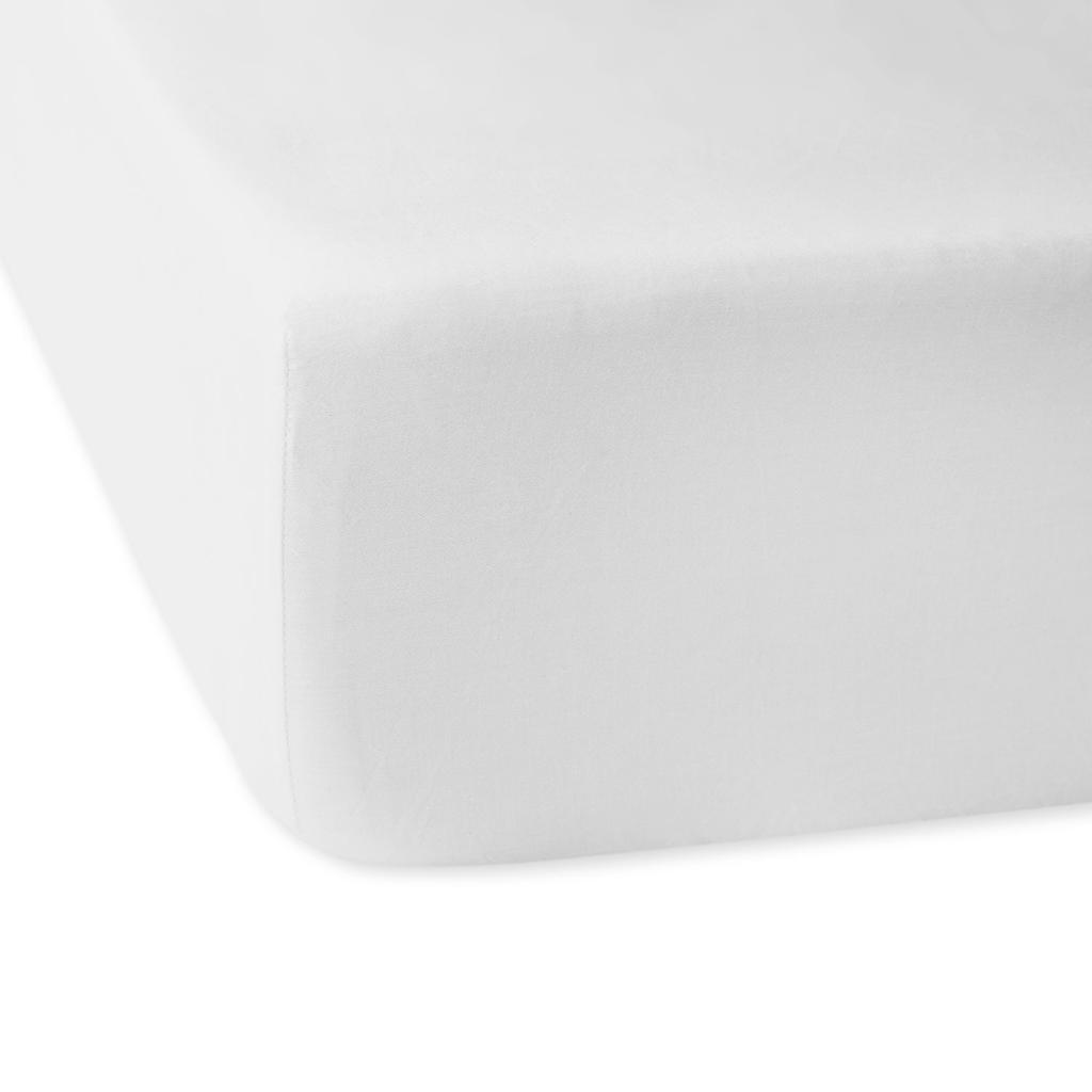 Cotton fitted sheet 90x200 smooth satin white