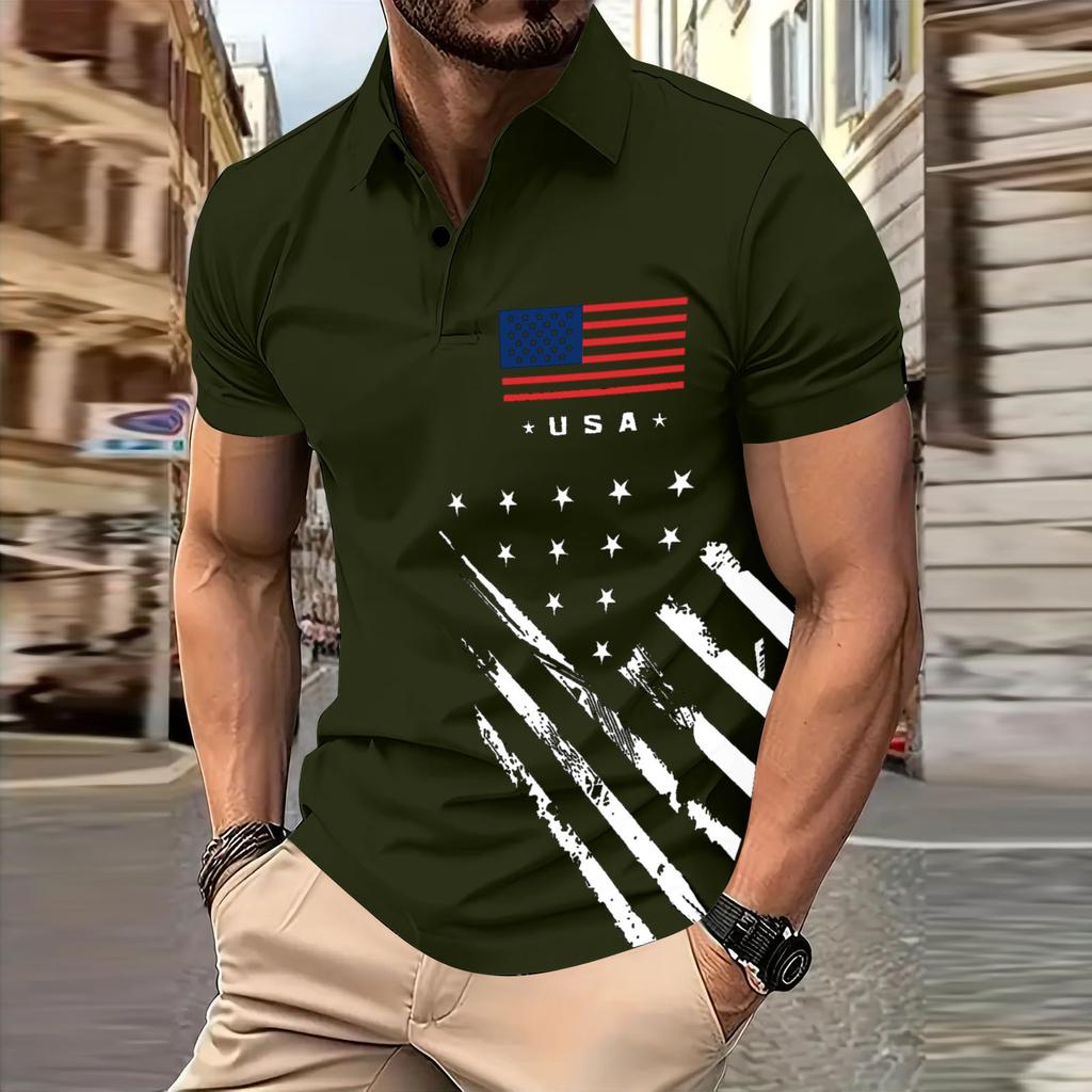 Men's  Golf Shirt Casual Sports V Neck Ribbed  Collar Short Sleeve Fashion Casual Solid Color Plain Spring & Summer Regular Fit