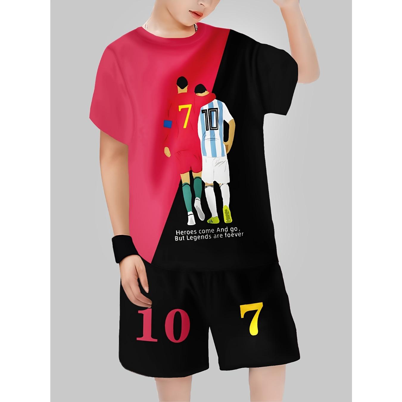 2026 Summer New Ronaldo and Messi Short Sleeve Children s Set Comfortable Breathable 5-6Y