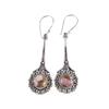 Pink Opal Copper Turquoise Gemstone 925 Sterling Silver Jewelry Earrings 2.52" EE-77-38