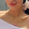 Ladies Necklace Shining Geometric Shape Charming Wear-Resistant Dress Up Hypoallergenic Pink Heart