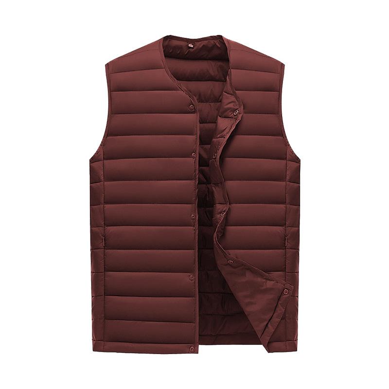 Men White Down Vest Man's Clothing Ultra Light Down Waistcoat Portable Sleeveless Coat Man Winter Round Collar Warm Liner