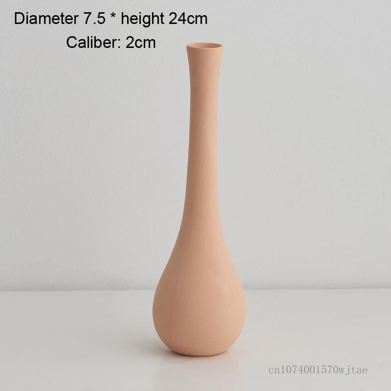 Nordic Ceramic Small Vase, Flower Decor Accessories, Home Dining Table, Bedroom, Living Room, Narrow Mouth, Floral Ornament, 1Pc
